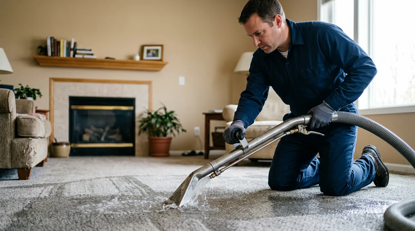 Water damage restoration technician working near Montezuma, IA